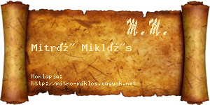Mitró Miklós névjegykártya